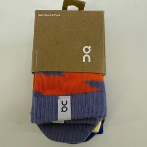 On Running Kids Sock 4-Pack Blueberry Flame Animal Graphics Size S 9.5-12.5 NEW